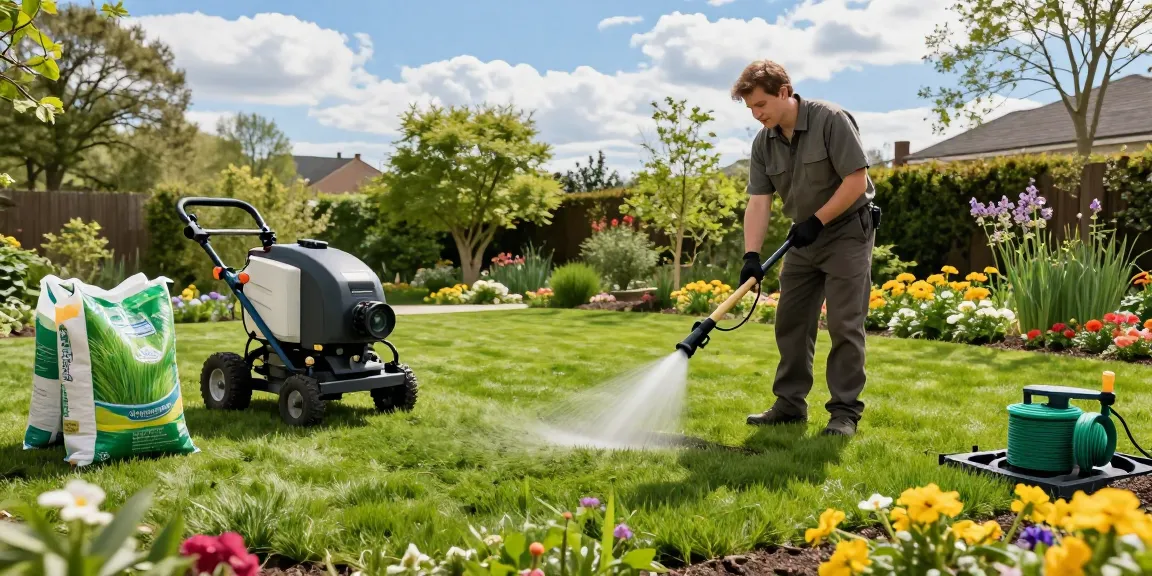 Professional hydroseeding process enhancing lawns in Ottawa's spring landscape.